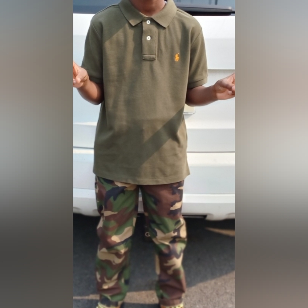 Ralph Lauren Green Polo with Camouflage Pants